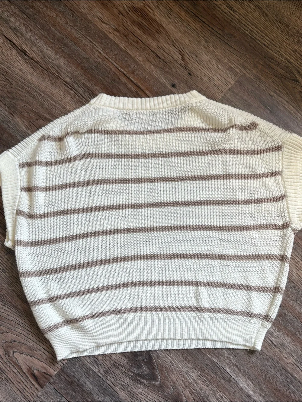 HYFVE Cream & Taupe Striped Crewneck Sweater